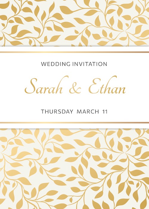 Luxury wedding bar mitzvah invitation with RSVP