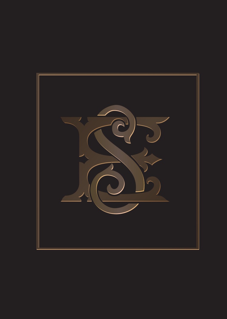 Luxury initials design wedding invitation with RSVP