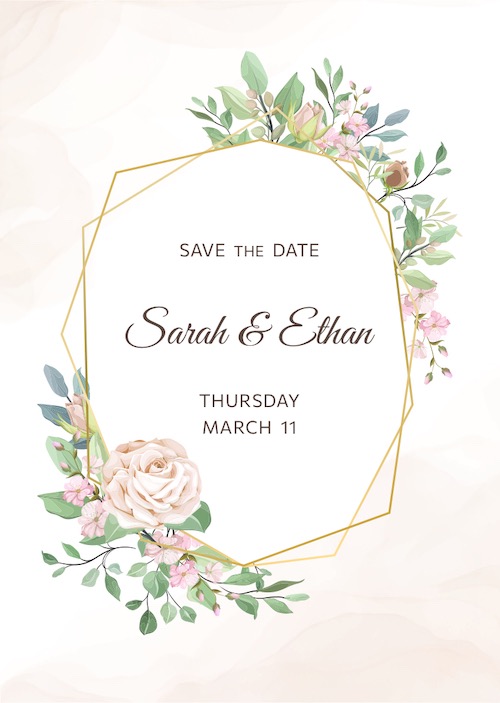 Roses wedding digital invitation with RSVP