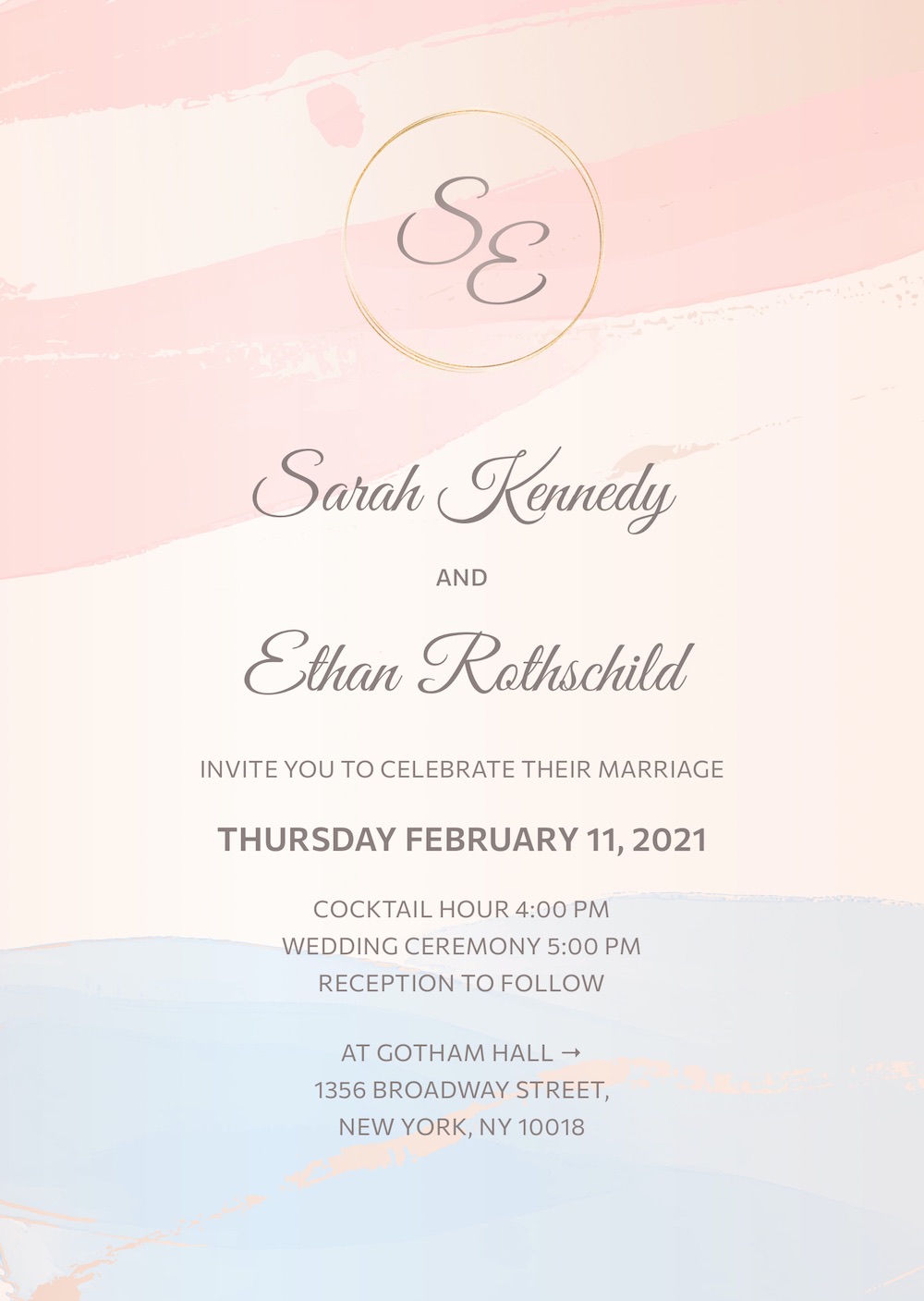Luxury wedding bar mitzvah invitation with RSVP
