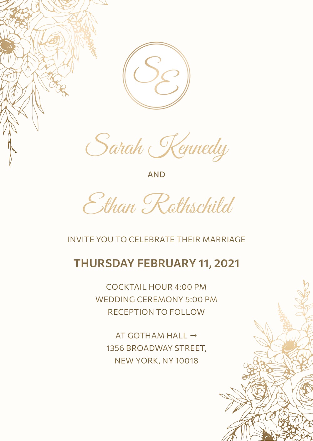Flower wedding design invitation with RSVP