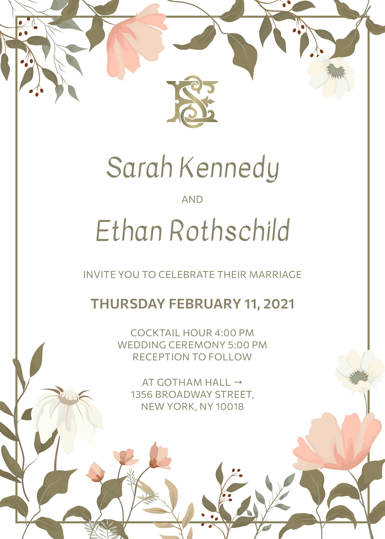Flower Anniversary invitation with RSVP