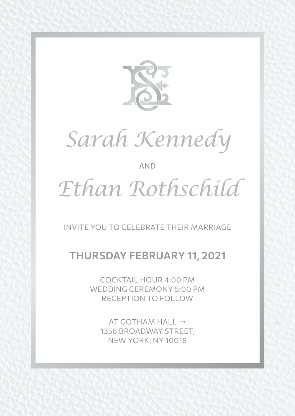 Sleek modern wedding online invitation with RSVP