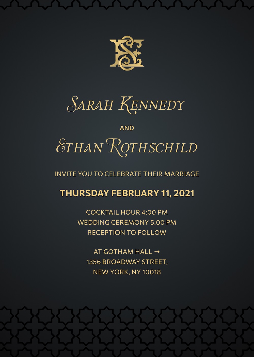 Luxury wedding online invitation with RSVP