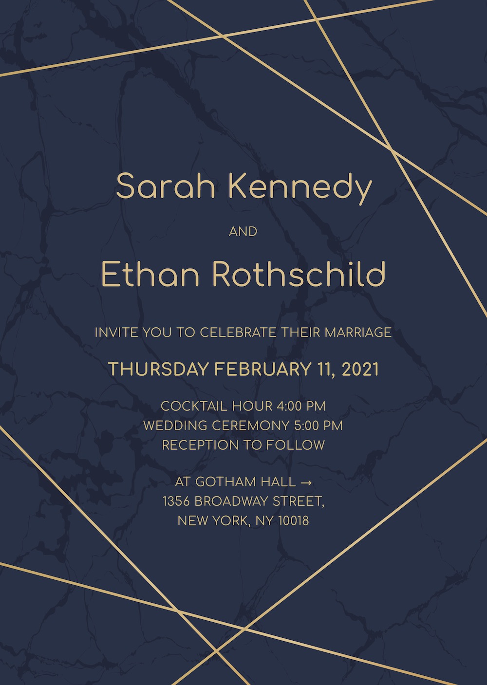 Classic wedding bar mitzvah invitation with RSVP